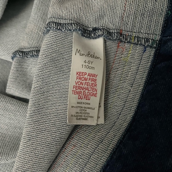 MINI BODEN PRE-LOVED AUTHENTIC DENIM RAINBOW TRIM & SEQUIN DESIGN SWING DRESS - Picture 16 of 17